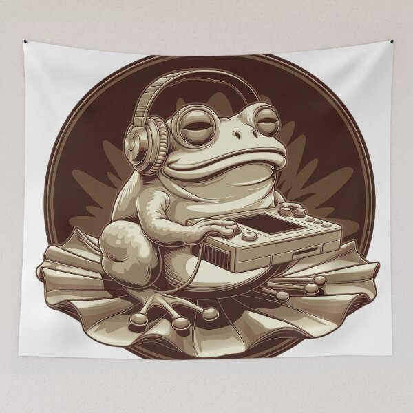 Item preview, Retro Gamer Frog Playing Vintage Video Games 70s designed and sold by Thompika.