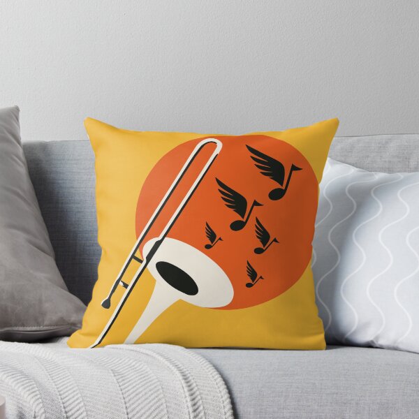 Item preview, Trombone Art Print, Jazz Music Print, Trombone Player Gift, Flying Music Notes Art, Navy Blue and Gold Music Room Decor designed and sold by Studio pod Burom.
