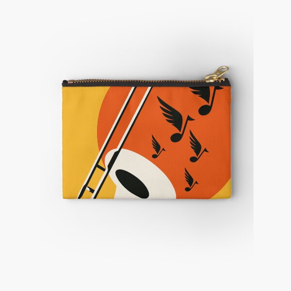 Item preview, Trombone Art Print, Jazz Music Print, Trombone Player Gift, Flying Music Notes Art, Navy Blue and Gold Music Room Decor designed and sold by Studio pod Burom.
