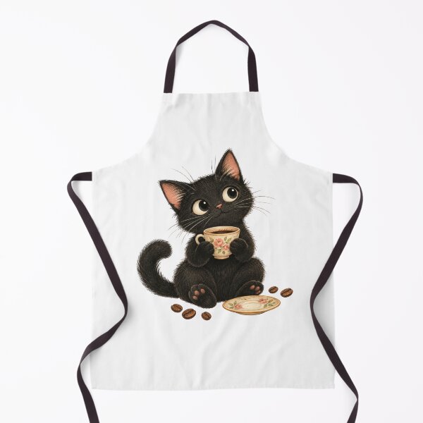 Item preview, Cute Black Cat Drinking Coffee – Cozy Morning designed and sold by INVITOARTE.