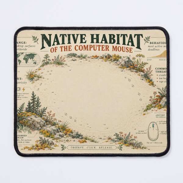 Item preview, Native Habitat of the Computer Mouse – Funny Mouse Pad Field Guide designed and sold by astersgraphics.