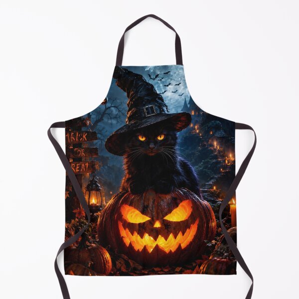 Item preview, Spooky Black Cat in Witch Hat with Jack O Lantern Halloween designed and sold by BloomOfDesign.