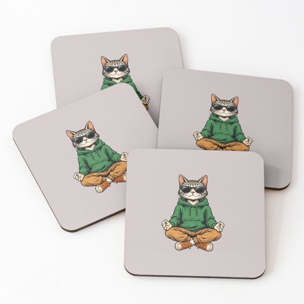 Item preview, Zen Cat Meditating in Green Hoodie designed and sold by aminomen.
