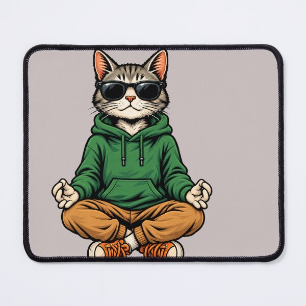 Item preview, Zen Cat Meditating in Green Hoodie designed and sold by aminomen.