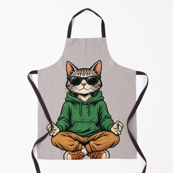Item preview, Zen Cat Meditating in Green Hoodie designed and sold by aminomen.
