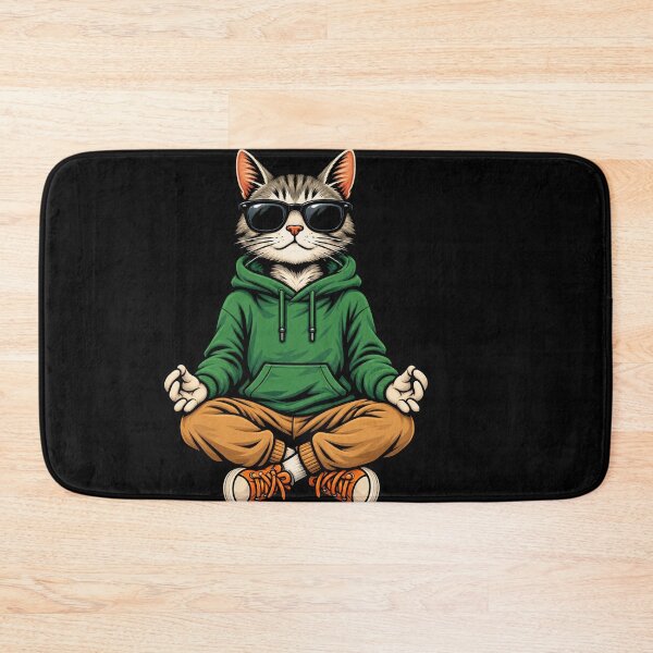 Item preview, Zen Cat Meditating in Green Hoodie designed and sold by aminomen.