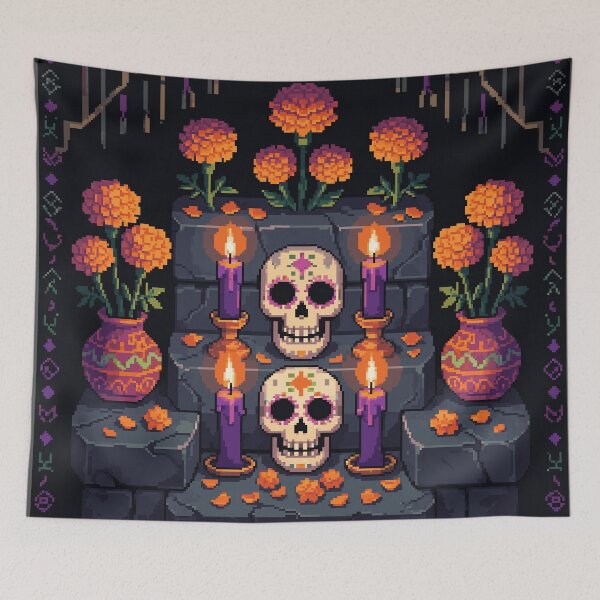 Item preview, Marigold Sugar Skull Altar | Dia De Los Muertos Pixel Art designed and sold by PixelBrujeria.