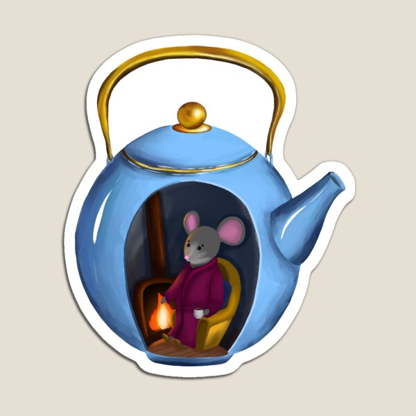 Item preview, Cozy Mouse Living in Blue Teapot designed and sold by DigiBlossom.