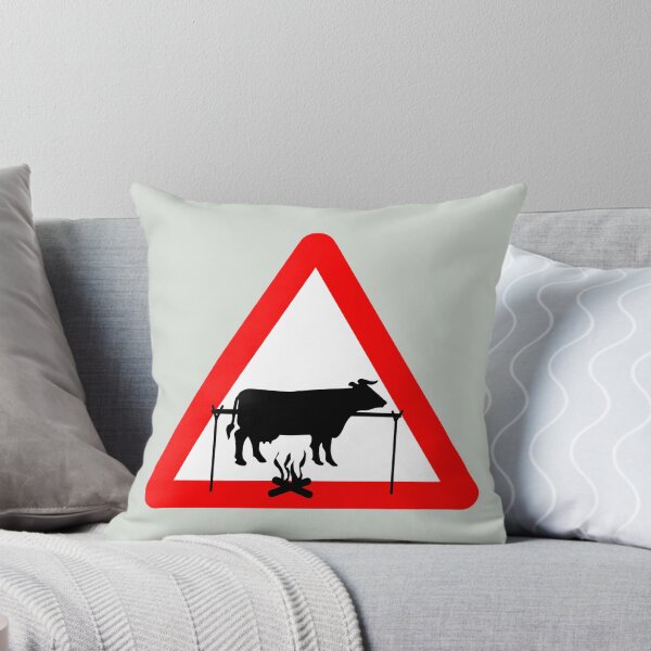 Item preview, Cattle crossing road sign with BBQ graffiti designed and sold by hitNmiss.