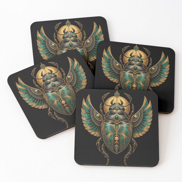 Item preview, Egyptian Scarab Eternal Motion Gold Emerald Emblem designed and sold by AnadAA.
