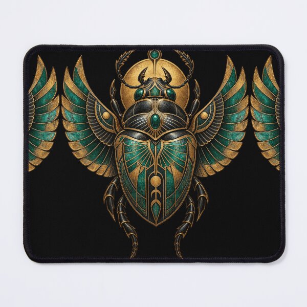 Item preview, Egyptian Scarab Eternal Motion Gold Emerald Emblem designed and sold by AnadAA.