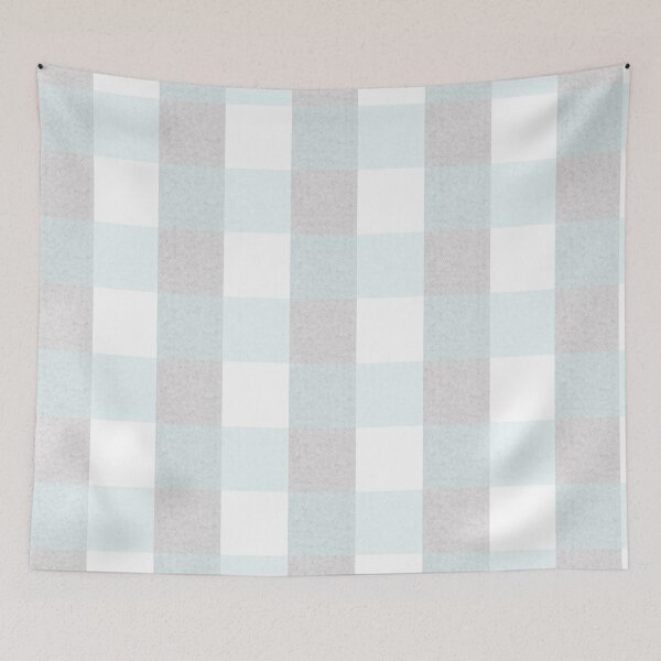 Item preview, Grandmillenial gingham check aqua grey  designed and sold by FrancesPoff.