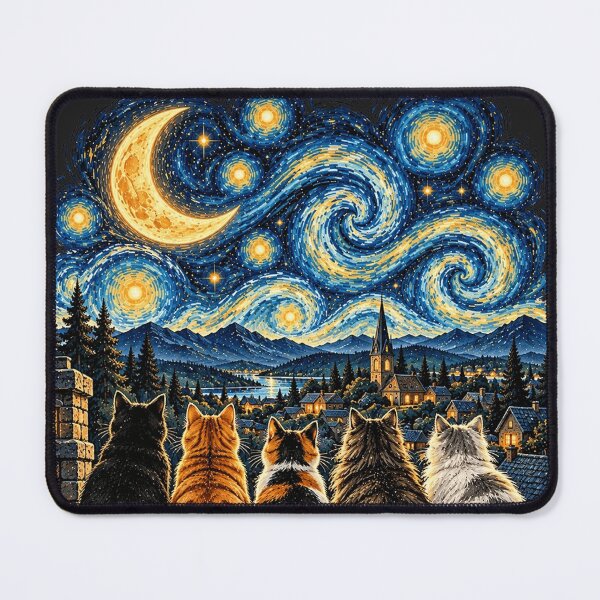 Item preview, Cats On The Roof Starry Night Landscape designed and sold by legendaryskins.
