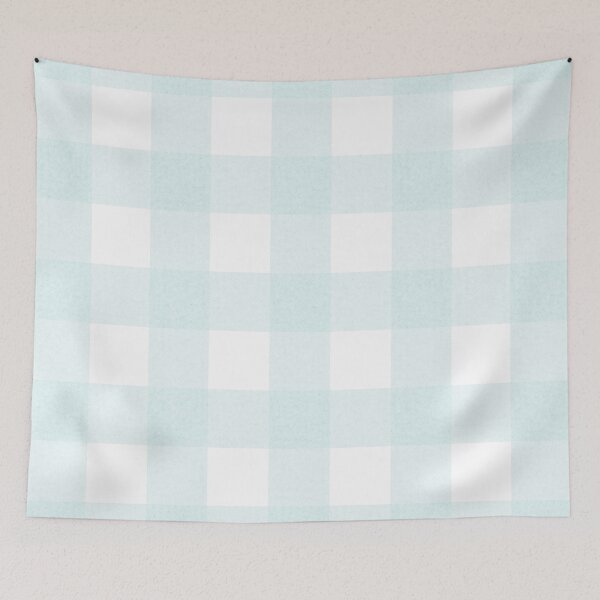 Item preview, Grandmillenial gingham check aqua white  designed and sold by FrancesPoff.