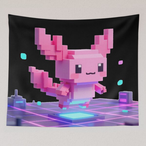 Item preview, 3D Voxel Axolotl Cyberpunk Gamer Art designed and sold by Thompika.