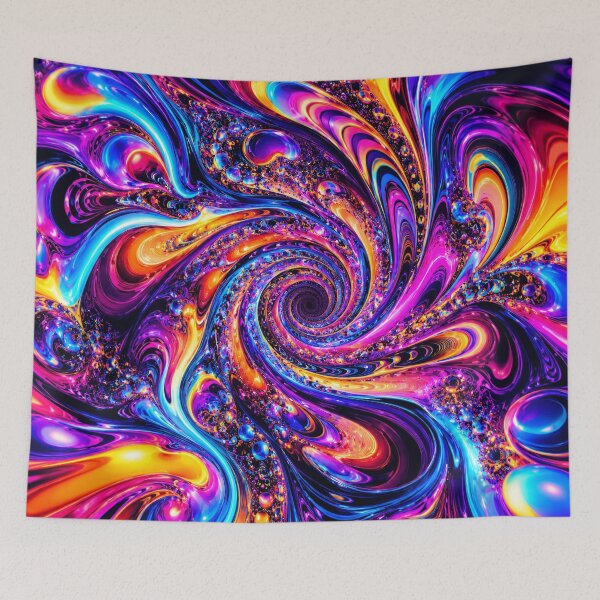 Item preview, Psychedelic Neon Liquid Swirl Trippy Fractal Art designed and sold by BloomOfDesign.