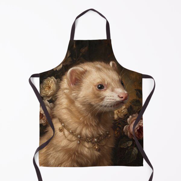 Item preview, Regal Cream Ferret with Golden Necklace designed and sold by Real Beast Art.