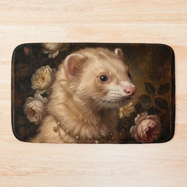 Item preview, Regal Cream Ferret with Golden Necklace designed and sold by Real Beast Art.