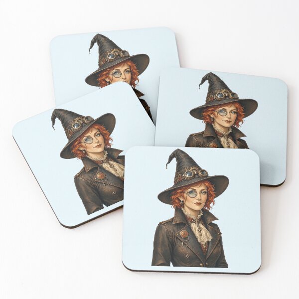 Item preview, Steampunk Witch – Victorian Redhead with Goggles and Witch Hat designed and sold by SweetLilith.
