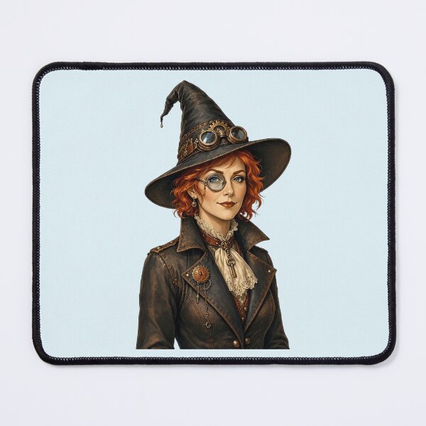 Item preview, Steampunk Witch – Victorian Redhead with Goggles and Witch Hat designed and sold by SweetLilith.