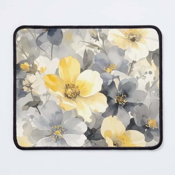 Item preview, Yellow Gray Flowers Pattern designed and sold by SeaStarAlex.