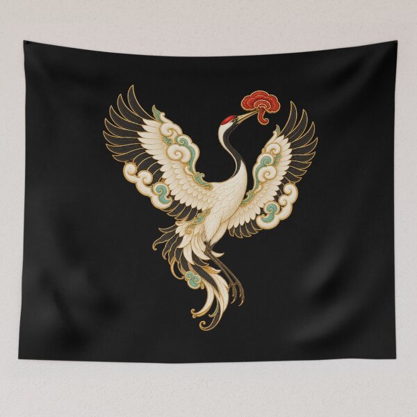 Item preview, Crane with lingzhi - Chinese emblem of longevity designed and sold by lAnJefurtifeu.