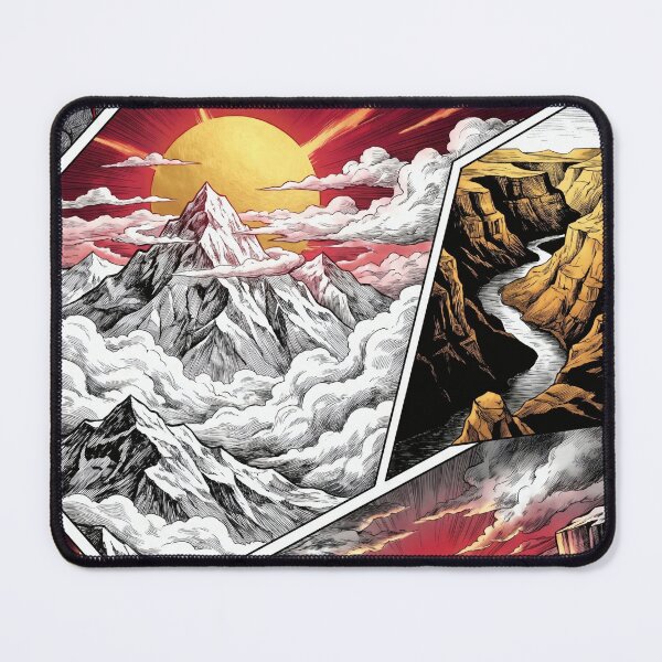 Item preview, Vintage Mountain Adventure Landscape designed and sold by ElagoozArt.