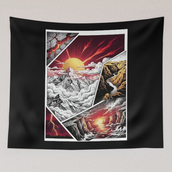 Item preview, Vintage Mountain Adventure Landscape designed and sold by ElagoozArt.