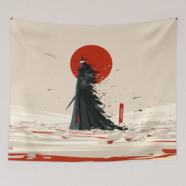 Item preview, Dark Samurai Red Sun Minimalist Art designed and sold by Lunat1kk.