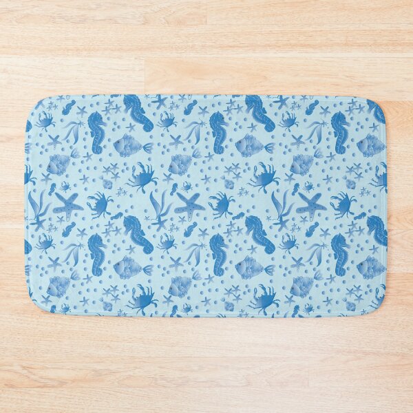 Item preview, Seahorses, Starfish, Fish, and Crabs in Blue Larger Scale designed and sold by Nana Dancer Designs.