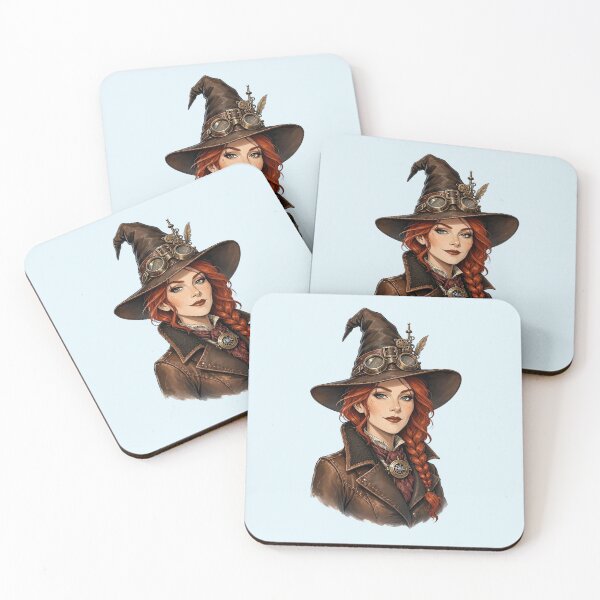 Item preview, Steampunk Witch – Victorian Redhead with Goggles and Witch Hat designed and sold by SweetLilith.