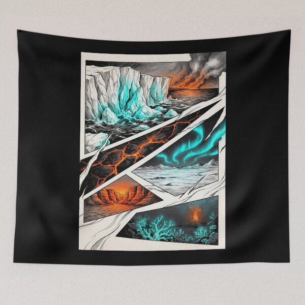 Item preview, Fire & Ice Fantasy Landscape designed and sold by ElagoozArt.