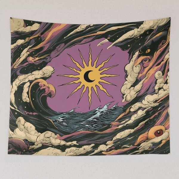 Item preview, Celestial Sun Moon Eye Mystical Ocean Art designed and sold by Lunat1kk.