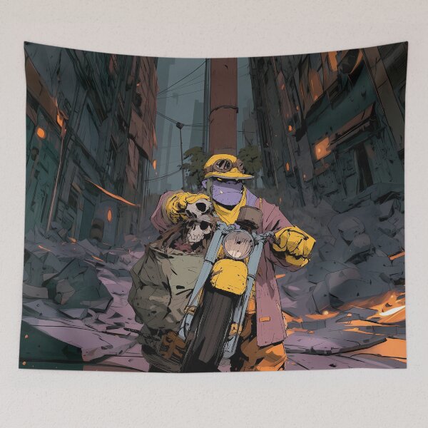 Item preview, Post Apocalyptic Blue Mutant Biker Motorcycle Art designed and sold by Lunat1kk.