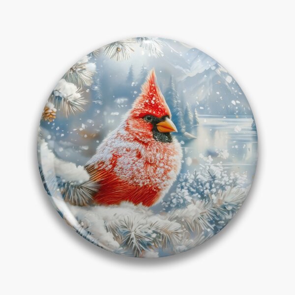 Item preview, Red Cardinal in a Snowy Winter Wonderland Forest Landsc designed and sold by MargaretWiktor.