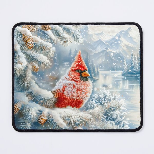 Item preview, Red Cardinal in a Snowy Winter Wonderland Forest Landsc designed and sold by MargaretWiktor.