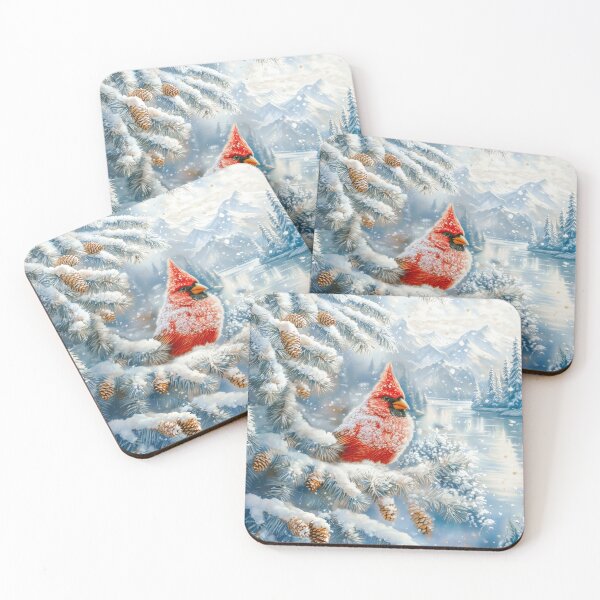Item preview, Red Cardinal in a Snowy Winter Wonderland Forest Landsc designed and sold by MargaretWiktor.