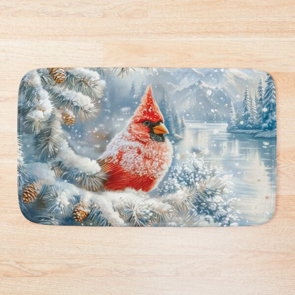 Item preview, Red Cardinal in a Snowy Winter Wonderland Forest Landsc designed and sold by MargaretWiktor.