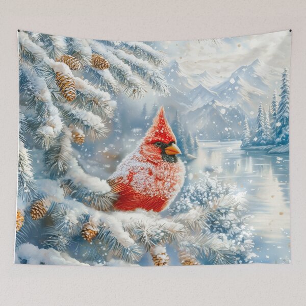 Item preview, Red Cardinal in a Snowy Winter Wonderland Forest Landsc designed and sold by MargaretWiktor.