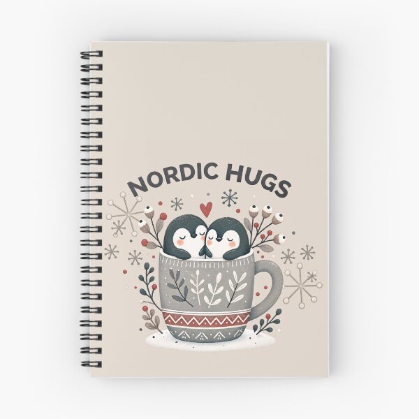 Item preview, Nordic Hugs, Cozy Penguin Couple with Red Winter Accents designed and sold by VelvetClawStudio.