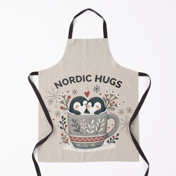 Item preview, Nordic Hugs, Cozy Penguin Couple with Red Winter Accents designed and sold by VelvetClawStudio.