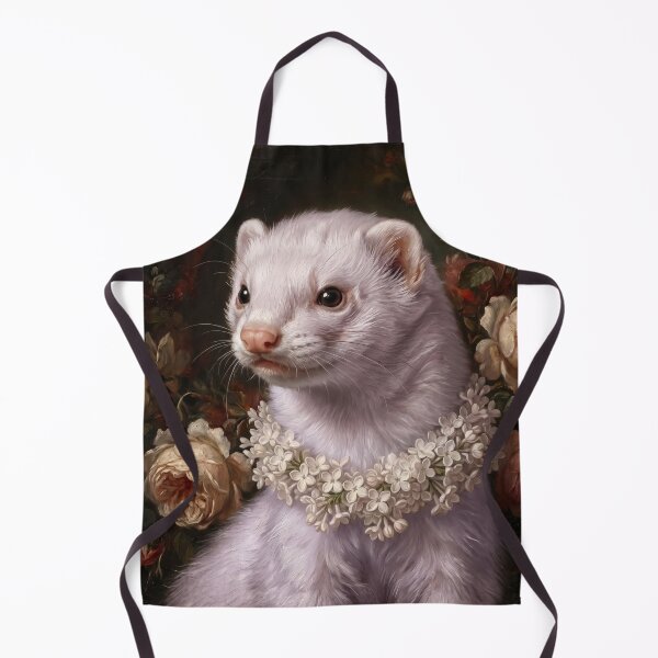 Item preview, Regal White Ferret with Flower Necklace designed and sold by Real Beast Art.