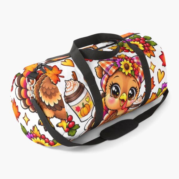 Item preview, Kawaii Thanksgiving Turkey Pattern with Pumpkin Spice Coffee, Cute Fall Leaves Sunflowers and Autumn Hearts designed and sold by ALH Apparel.