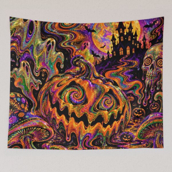 Item preview, Psychedelic Halloween Melting Pumpkin Spooky Trippy Ghost designed and sold by BloomOfDesign.