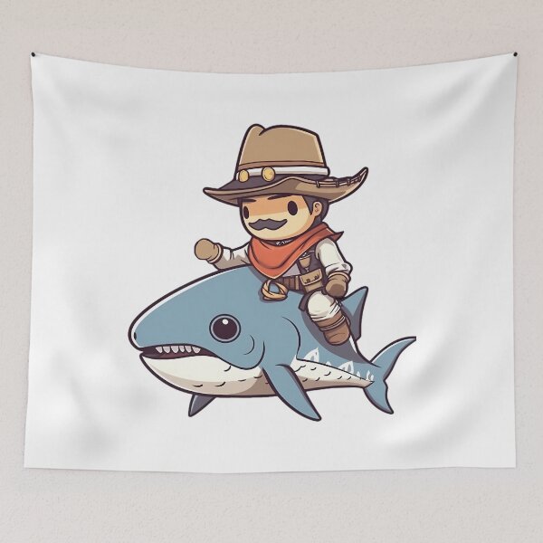 Item preview, Derpy Cowboy Riding A Derp Shark designed and sold by BlancoTompkins.