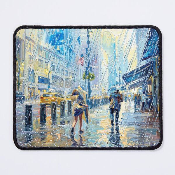 Item preview, Midday Sunshower - NYC Downpour Impasto Oil Painting designed and sold by CleverCulture.