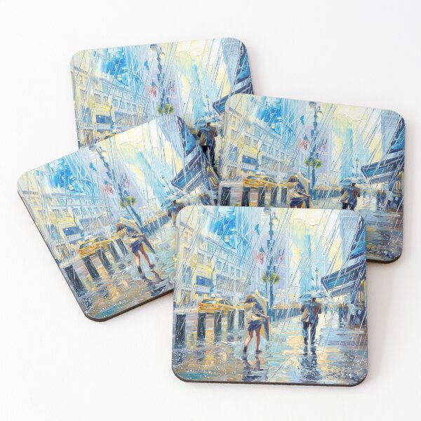 Item preview, Midday Sunshower - NYC Downpour Impasto Oil Painting designed and sold by CleverCulture.