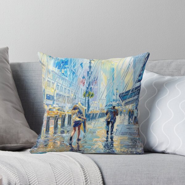 Item preview, Midday Sunshower - NYC Downpour Impasto Oil Painting designed and sold by CleverCulture.
