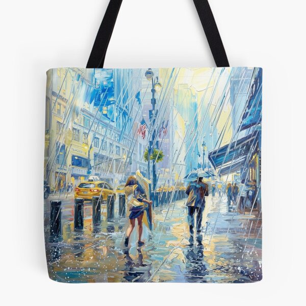 Item preview, Midday Sunshower - NYC Downpour Impasto Oil Painting designed and sold by CleverCulture.