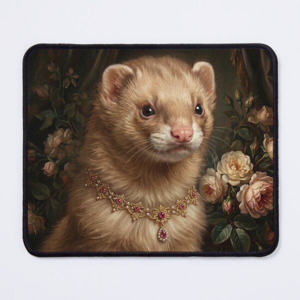 Item preview, Regal Cinnamon Ferret with Ruby Gold Necklace designed and sold by Real Beast Art.